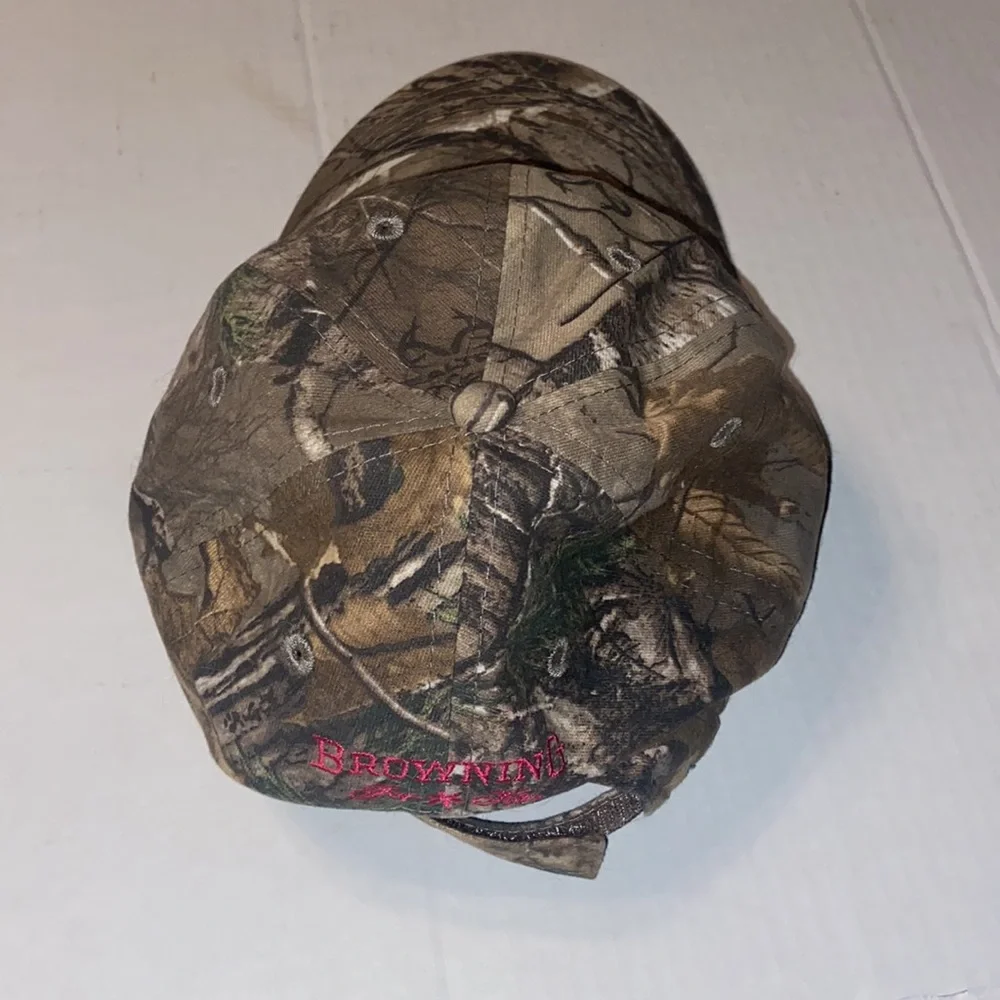 Browning for Her camo adjustable baseball hat with hot pink embroidery